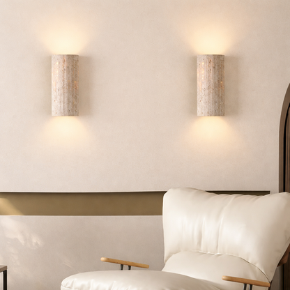Lumivéra™ – Applique Murale en Pierre Naturelle Travertin | Design Wabi-Sabi & Éclairage Ambiant