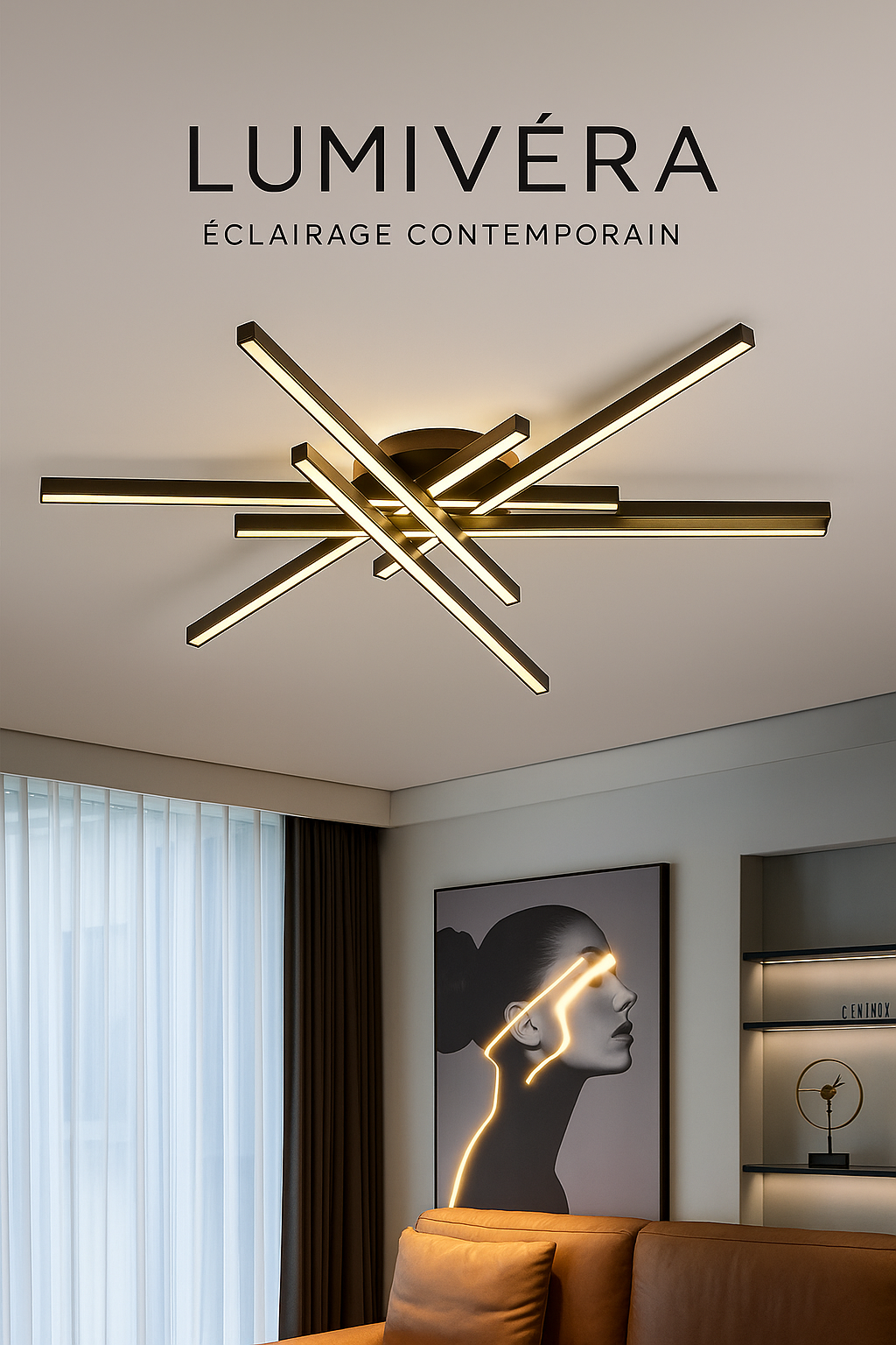 Lumivéra™ – Plafonnier LED Design Croisé | Moderne, Minimaliste & Haute Luminosité