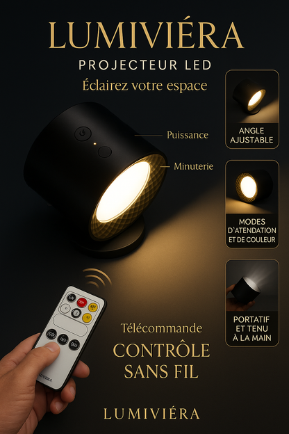 Lumivéra™ – Lampe Murale LED Sans Fil | Orientable & Dimmable | Sans Perçage avec Télécommande