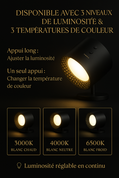 Lumivéra™ – Lampe Murale LED Sans Fil | Orientable & Dimmable | Sans Perçage avec Télécommande