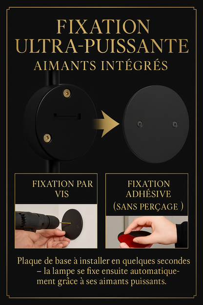 Lumivéra™ – Applique Murale LED Sans Fil Élégante | Rotation 360° | Rechargeable & Installation Magnétique