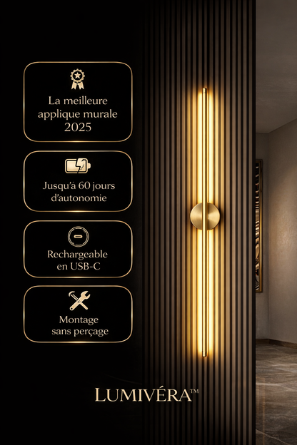 Lumivéra™ – Applique Murale LED Sans Fil Élégante | Rotation 360° | Rechargeable & Installation Magnétique