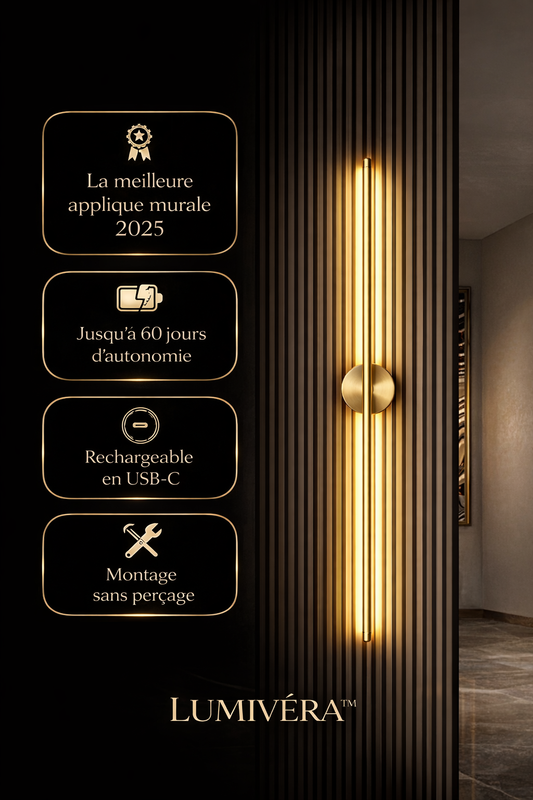 Lumivéra™ – Applique Murale LED Sans Fil Élégante | Rotation 360° | Rechargeable & Installation Magnétique