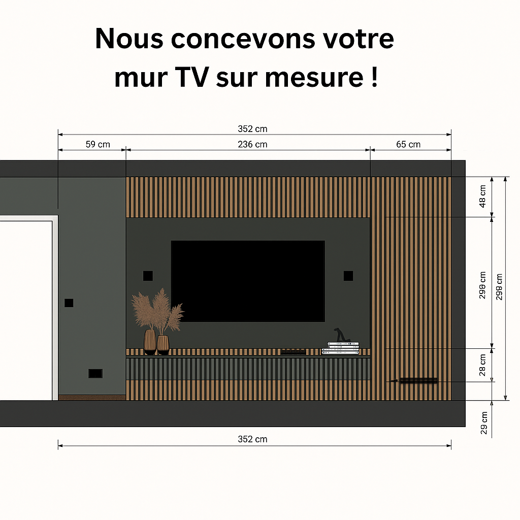Lumivéra™ – Mur TV Sur Mesure | Design Moderne & Éclairage d’Ambiance Intégré