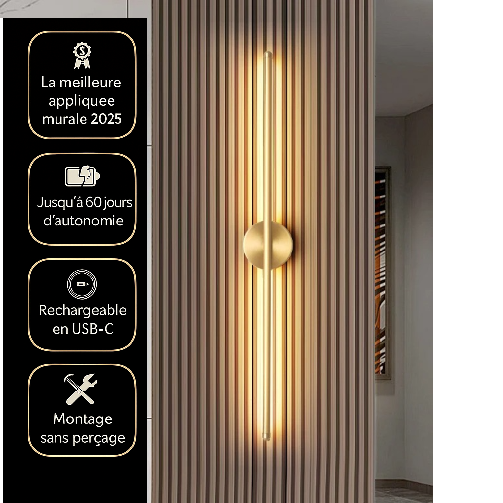 Lumivéra™ – Applique Murale LED Sans Fil Élégante | Rotation 360° | Rechargeable & Installation Magnétique