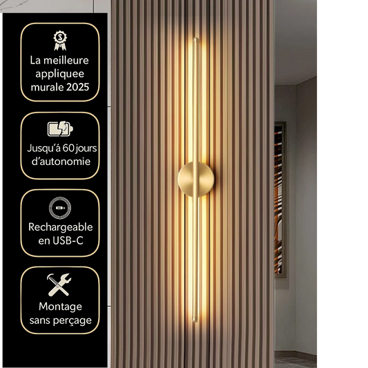 Lumivéra™ – Applique Murale LED Sans Fil Élégante | Rotation 360° | Rechargeable & Installation Magnétique