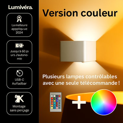 Lumivéra™ – Applique Murale LED RGB Sans Fil de Luxe | Installation Facile | Autonomie Longue Durée | Offre 3+1 Gratuite