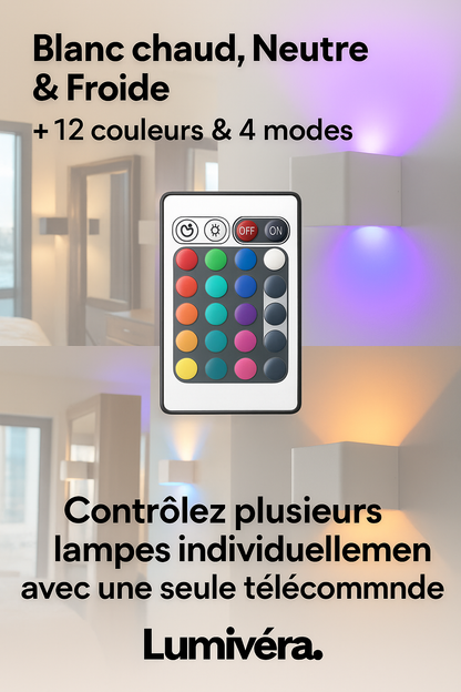 Lumivéra™ – Applique Murale LED RGB Sans Fil de Luxe | Installation Facile | Autonomie Longue Durée | Offre 3+1 Gratuite