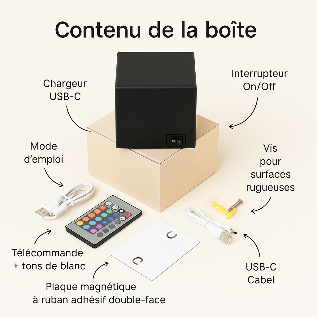 Lumivéra™ – Applique Murale LED RGB Sans Fil de Luxe | Installation Facile | Autonomie Longue Durée | Offre 3+1 Gratuite