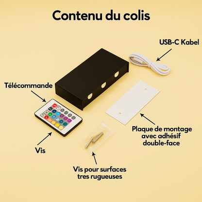 Lumivéra™ LumeaFlex – Applique Murale LED Sans Fil RGB  | Dimmable & Rechargeable USB-C | Installation Sans Perçage