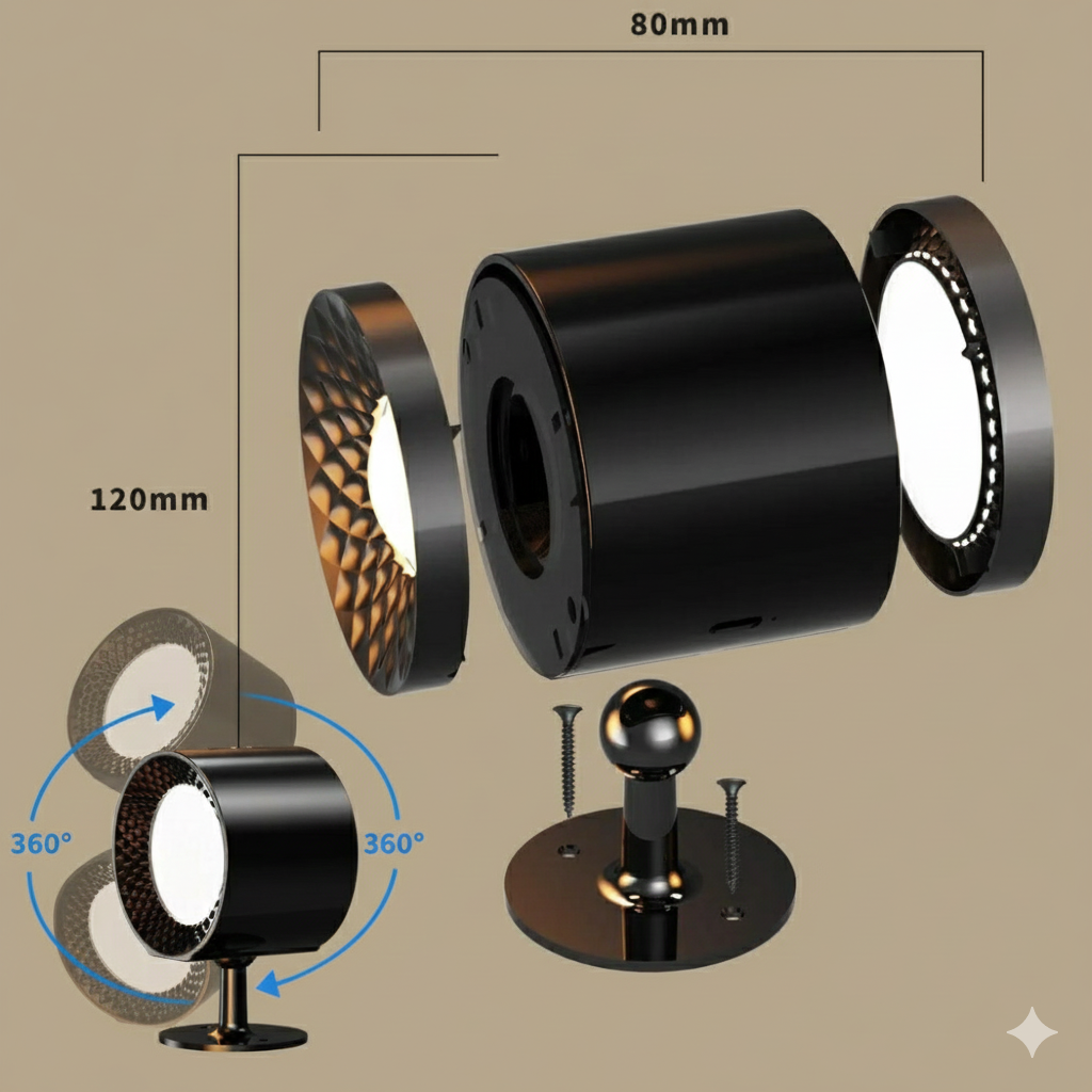 Lumivéra™ – Lampe Murale LED Sans Fil | Orientable & Dimmable | Sans Perçage avec Télécommande